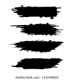 Vector set of grunge brush strokes. Black vector brush strokes collection. Black paint spots vector set