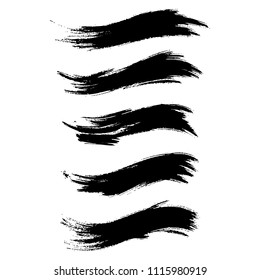 Vector set of grunge brush strokes. Black vector brush strokes collection. Black paint spots vector set