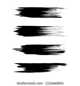 Vector set of grunge brush strokes. Black vector brush strokes collection. Black paint spots vector set
