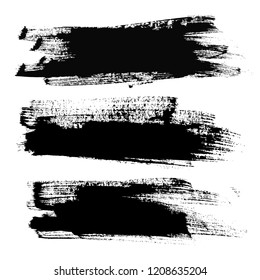 Vector set of grunge brush strokes. Black vector brush strokes collection. Black paint spots vector set