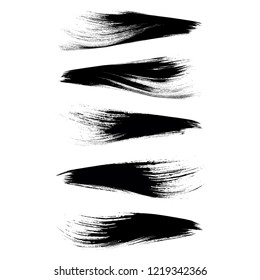 Vector set of grunge brush strokes. Black vector brush strokes collection. Black paint spots vector set