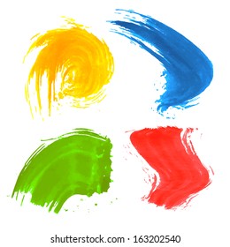 Vector set of grunge brush strokes. Set of colorful brush strokes. Rainbow vector brush strokes collection 