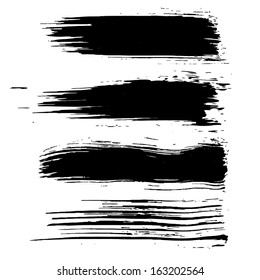Vector set of grunge brush strokes. Black vector brush strokes collection. Black paint spots vector set 