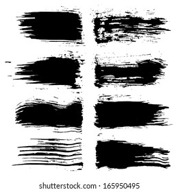 Vector set of grunge brush strokes. Black vector brush strokes collection. Black paint spots vector set 
