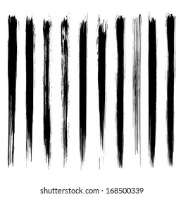 Vector set of grunge brush strokes. Black vector brush strokes collection. Black paint spots vector set 