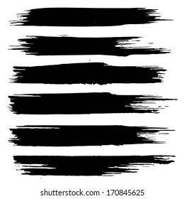 Vector set of grunge brush strokes. Black vector brush strokes collection. Black paint spots vector set 