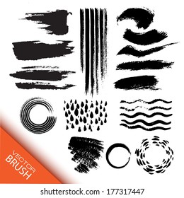 Vector set of grunge brush strokes