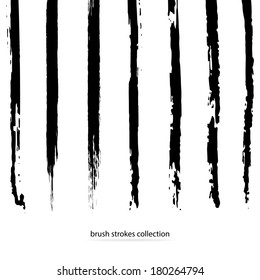 Vector set of grunge brush strokes. Black vector brush strokes collection. Black paint spots vector set 