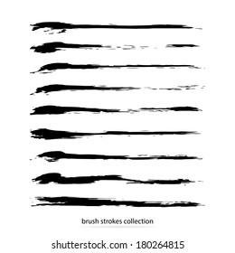 Vector set of grunge brush strokes. Black vector brush strokes collection. Black paint spots vector set 