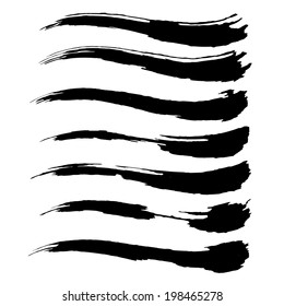 Vector set of grunge brush strokes. Black vector brush strokes collection. Black paint spots vector set 
