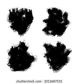 Vector set of grunge brush strokes. Black vector brush strokes collection. Black paint spots vector set.