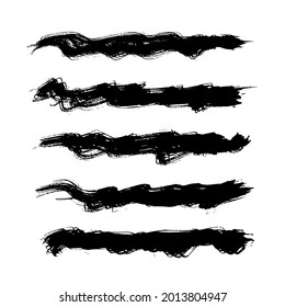 Vector set of grunge brush strokes. Black vector brush strokes collection. Black paint spots vector set.