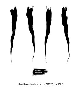 Vector set of grunge brush strokes. Black vector brush strokes collection. Black paint spots vector set 