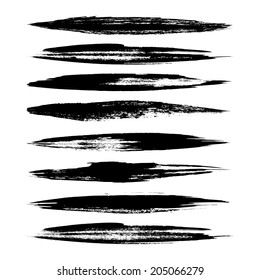 Vector set of grunge brush strokes. Black vector brush strokes collection. Black paint spots vector set 