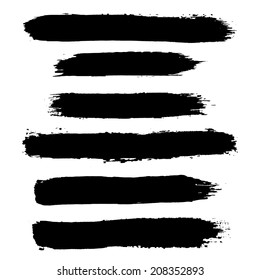 Vector set of grunge brush strokes. Vector Black silhouette