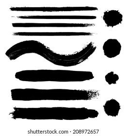Vector set of grunge brush strokes. Vector Black silhouette