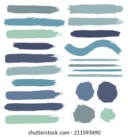 Vector set of grunge brush strokes. Vector silhouette