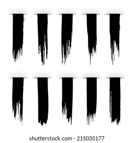 Vector set of grunge brush strokes. Black vector brush strokes collection. Black paint spots vector set 