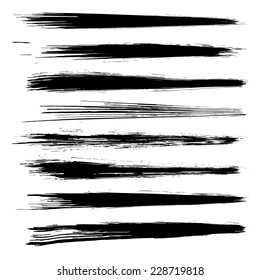 Vector set of grunge brush strokes. Black vector brush strokes collection. Black paint spots vector set 