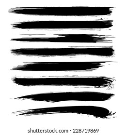 Vector set of grunge brush strokes. Black vector brush strokes collection. Black paint spots vector set 