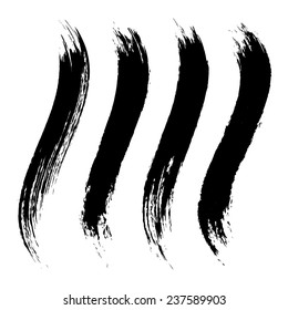 Vector set of grunge brush strokes. Black vector brush strokes collection. Black paint spots vector set 