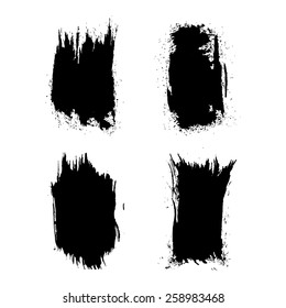 Vector set of grunge brush strokes. Black vector brush strokes collection. Black paint spots vector set 