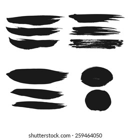 Vector set of grunge brush strokes. Black vector brush strokes collection.