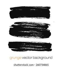 Vector set of grunge brush strokes. Black vector brush strokes collection. Grunge marker stains