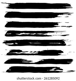 Vector set of grunge brush strokes. Black vector brush strokes collection. Black paint spots vector set 