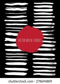 Vector Set of grunge brush strokes. Black vector brush strokes collection. Grunge marker stains. Set of brushes and other design elements, hand drawn with ink.