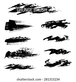 Vector set of grunge brush strokes