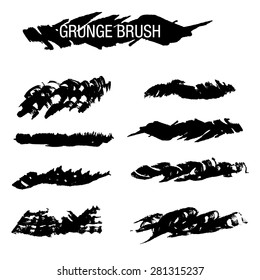 Vector set of grunge brush strokes