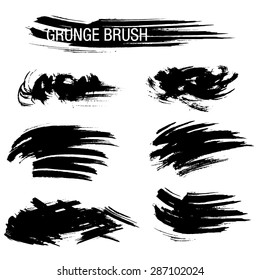 Vector set of grunge brush strokes