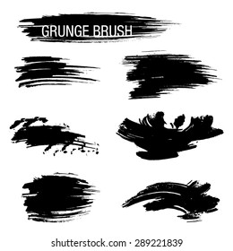 Vector set of grunge brush strokes