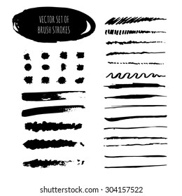 Vector set of grunge brush strokes