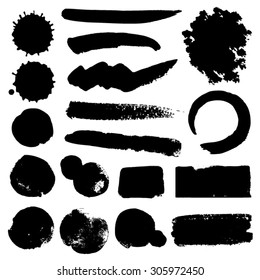Vector set of grunge brush strokes.