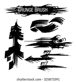 Vector set of grunge brush strokes
