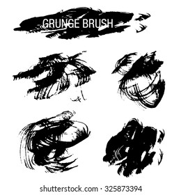 Vector set of grunge brush strokes