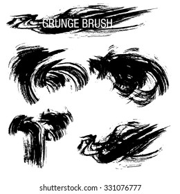 Vector set of grunge brush strokes