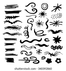 Vector set of grunge brush strokes.