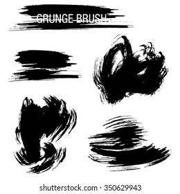 Vector set of grunge brush strokes