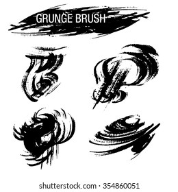 Vector set of grunge brush strokes