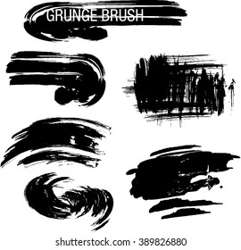Vector set of grunge brush strokes