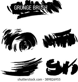 Vector set of grunge brush strokes