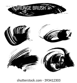 Vector set of grunge brush strokes