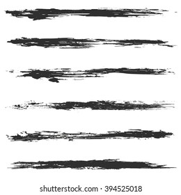 Vector set of grunge brush strokes. Black ink brush strokes. Black paint spots. Element for your design.