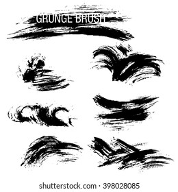 Vector set of grunge brush strokes