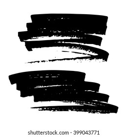 Vector set of grunge brush strokes. Black vector brush strokes collection. Grunge stains. Set of brushes design elements, hand drawn with ink.