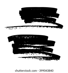 Vector set of grunge brush strokes. Black vector brush strokes collection. Grunge stains. Set of brushes design elements, hand drawn with ink.