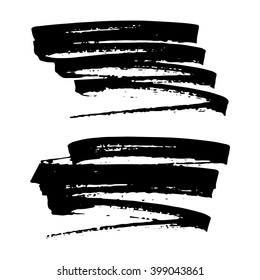 Vector set of grunge brush strokes. Black vector brush strokes collection. Grunge stains. Set of brushes design elements, hand drawn with ink.